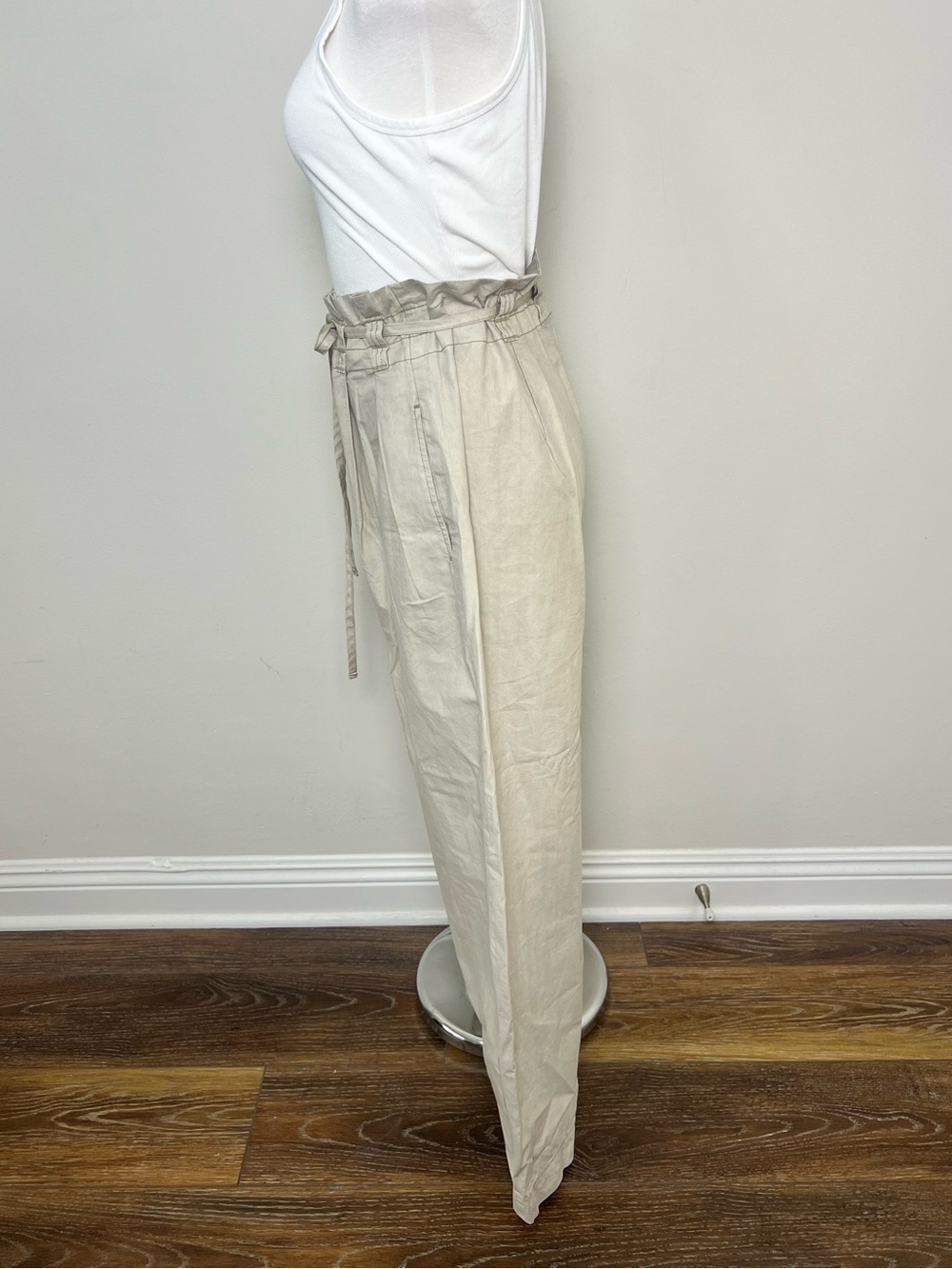 NWT Free People High Rise Paperbag Wide Leg Utility Pants Cotton Size 8 - Picture 4 of 10